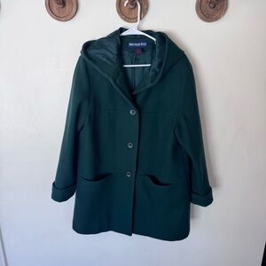 Vintage Herman Kay Green Hooded wool Coat peacoat size large